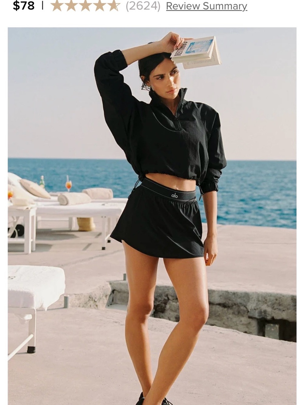 ALO Yoga Black Active Skort with Branded Waistband